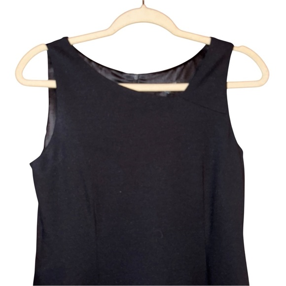 EILEEN FISHER Black Ponte Knit Asymmetric Neck Stretch Sheath Dress LBD Size 2 - Picture 5 of 16